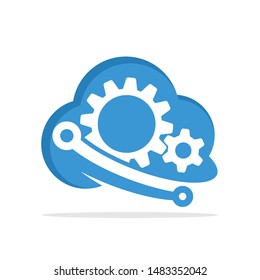 Vector illustration icon with the concept of cloud computing management system