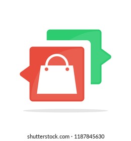 Vector illustration icon with the concept of communicating and sharing information about shopping