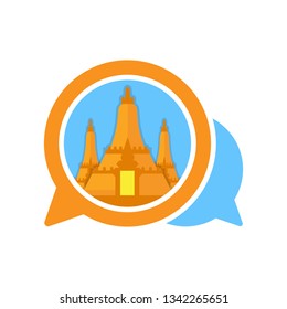 Vector illustration icon with the concept of communication media that shares information about Thai pagoda tourist attractions