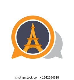 Vector illustration icon with the concept of communication media that shares information about tourist spots of the Eiffel tower