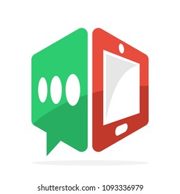 vector illustration icon with the concept of conversational communication with mobile smartphone application