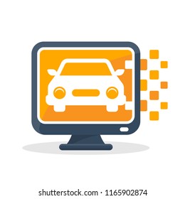 vector illustration icon with the concept of digital communication technology, media information about the automotive and transportation