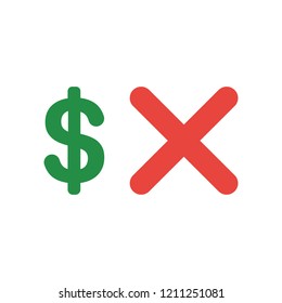 Vector illustration icon concept of dollar symbol with x mark.