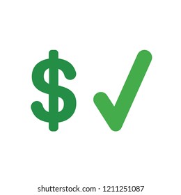 Vector illustration icon concept of dollar symbol with check mark.