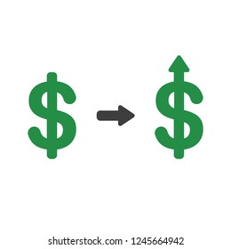 Vector illustration icon concept of dollar symbol arrow moving up.