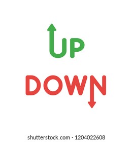 Vector illustration icon concept of up and down words with arrow moving up and down.