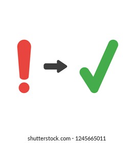Vector illustration icon concept of exclamation mark with check mark.