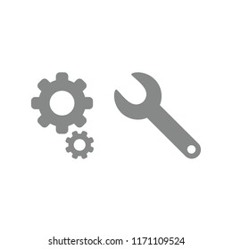 Vector illustration icon concept of gears with spanner.