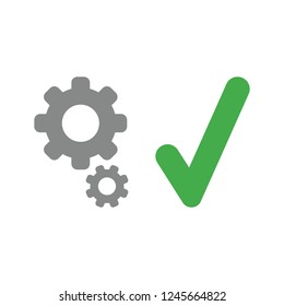 Vector illustration icon concept of gears with check mark.