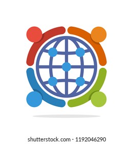 Vector illustration icon with the concept of a global network collaboration partner