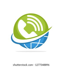Vector illustration icon with the concept of global contact support services