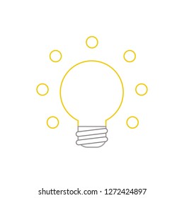Vector illustration icon concept of glowing yellow light bulb. Color outlines. 