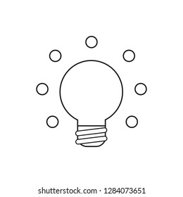 Vector illustration icon concept of glowing light bulb. Black outlines.
