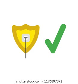 Vector illustration icon concept of guard shield with plug plugged into outlet with check mark.