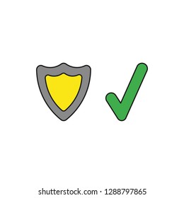 Vector illustration icon concept of guard shield with check mark. Colored and black outlines.
