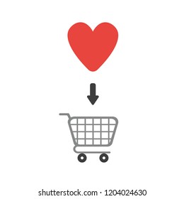 Vector illustration icon concept of heart inside shopping cart.