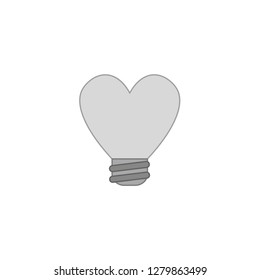 Vector illustration icon concept of heart shaped light bulb. Colored and color outlines.