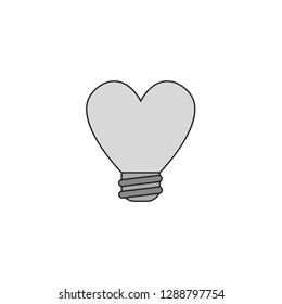 Vector illustration icon concept of heart shaped light bulb. Colored and black outlines.