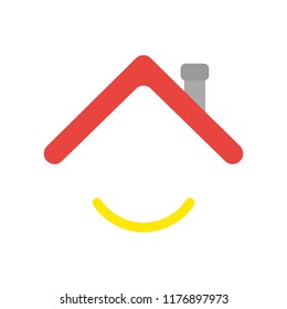 Vector illustration icon concept of house roof with smiling mouth.