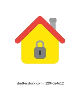 Vector illustration icon concept of house with closed padlock.