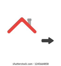 Vector illustration icon concept of house roof with arrow moving right.