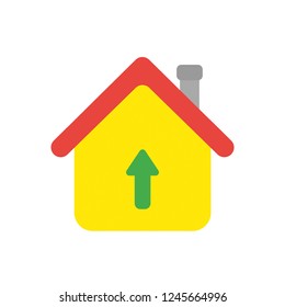 Vector illustration icon concept of house with arrow moving up.