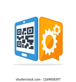 Vector illustration icon with the concept of how the work process uses the QR code service