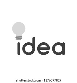 Vector illustration icon concept of idea word with grey light bulb.