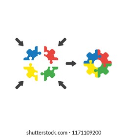 Vector illustration icon concept of jigsaw puzzle gear connected.