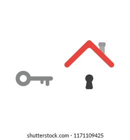 Vector illustration icon concept of key and keyhole under house roof.