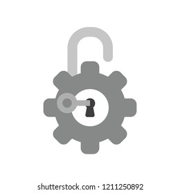 Vector illustration icon concept of key unlock gear padlock.