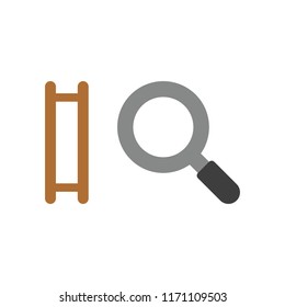 Vector illustration icon concept of ladder missing steps with magnifying glass.