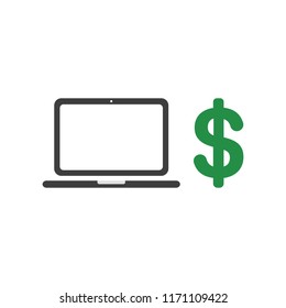 Vector illustration icon concept of laptop computer with dollar.