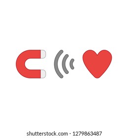 Vector illustration icon concept of magnet attracting heart. Colored and color outlines.