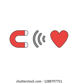 Vector illustration icon concept of magnet attracting heart. 
