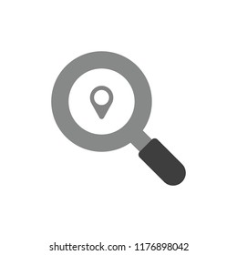 Vector illustration icon concept of magnifying glass with map pointer.