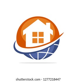 Vector illustration icon with the concept of managing a global property business