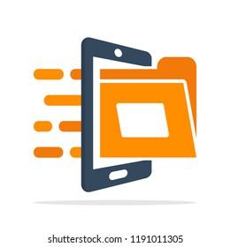 Vector illustration icon with the concept of a mobile application based storage media service