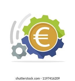 Vector illustration icon with the concept of a money making machine for the euro currency