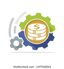 vector illustration icon with the concept of a money-making machine, the concept of a passive income system