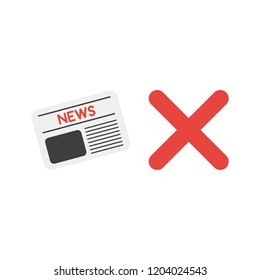 Vector illustration icon concept of newspaper with x mark.