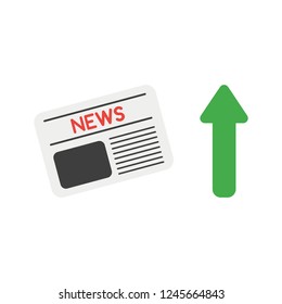 Vector illustration icon concept of newspaper with arrow moving up.
