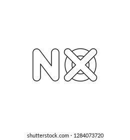 Vector illustration icon concept of no word with x mark. Black outlines.