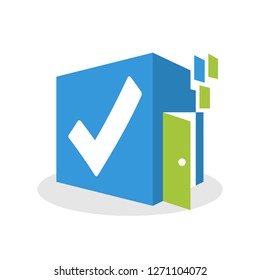 Vector illustration icon with the concept of online media space for verification services