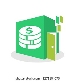 Vector illustration icon with the concept of online media space to find a way out, a solution to financial problems