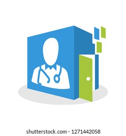 Vector illustration icon with the concept of online media space to find a way out, a solution to medical health problems