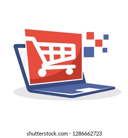 Vector illustration icon with the concept of online shopping
