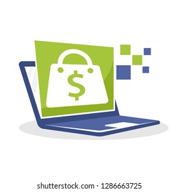 Vector illustration icon with the concept of online shopping