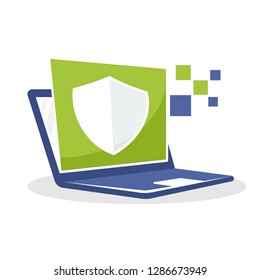 Vector illustration icon with the concept of an online protection system