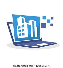 Vector illustration icon with the concept of an online business of construction services